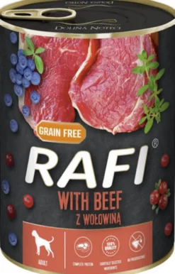 Rafi Dog Wołowina z borówką i żurawiną Mokra Karma dla psa op. 400g Pakiet 12szt. WYPRZEDAŻ