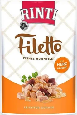 Rinti Filetto Kurczak z sercami w galaretce Mokra Karma dla psa op. 100g Pakiet 12szt.