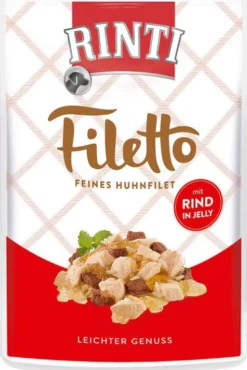 Rinti Filetto Kurczak z wołowiną w galaretce Mokra Karma dla psa op. 100g Pakiet 12szt.