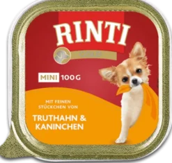 Rinti Gold Mini Indyk z królikiem (truthahn&kaninchen) Mokra Karma dla psa op. 100g Pakiet 16szt.