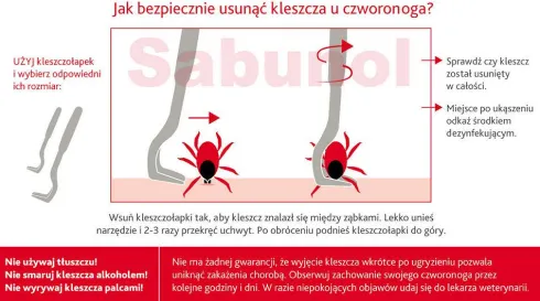 Sabunol Obroża na kleszcze i pchły dla psa kolor czerwony dł. 50cm