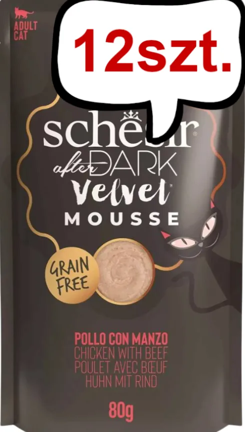 Schesir Adult After Dark Velvet Mousse Chicken with Beef Mokra Karma dla kota op. 80g Pakiet 12szt.