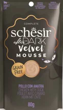 Schesir Adult After Dark Velvet Mousse Chicken with Duck Mokra Karma dla kota op. 80g Pakiet 12szt.