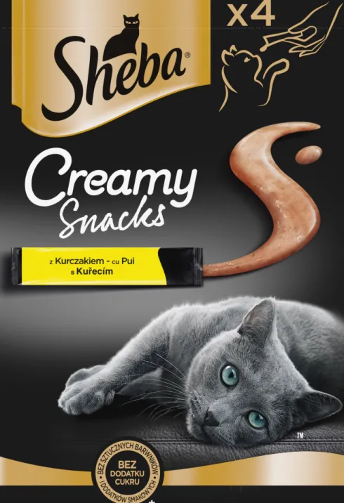 Sheba Adult Creamy Snacks z kurczakiem Przysmak dla kota op. 4x12g