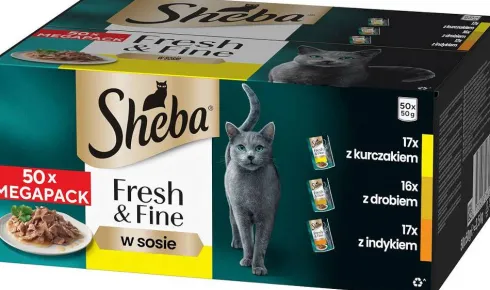 Sheba Fresh&Fine Adult Drobiowe smaki w sosie Mokra karma dla kota op. 50x50g