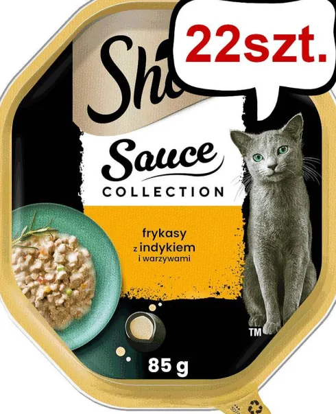 Sheba Sauce Collection Frykasy z Indykiem i warzywami Mokra Karma dla kota op. 85g Pakiet 22szt
