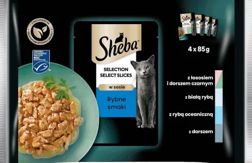 Sheba Selection in Sauce Kolekcja Smaków Rybnych w sosie Mokra Karma dla kota op. 4x85g