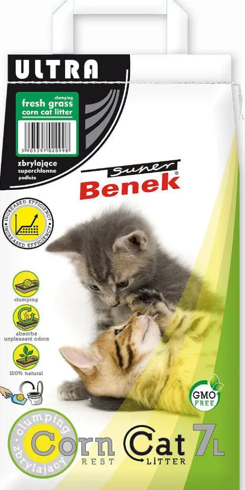 Super Benek Żwirek kukurydziany Corn Cat ULTRA Świeża Trawa dla kota poj. 7l