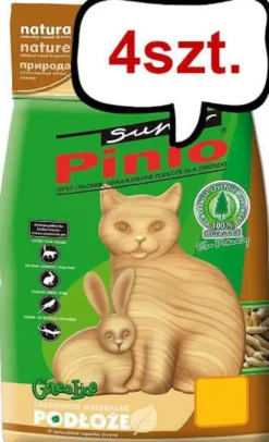Super Pinio Żwirek drzewny Naturalny dla zwierząt domowych poj. 10l Pakiet 4szt.