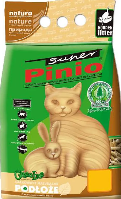 Super Pinio Żwirek drzewny Naturalny dla zwierząt domowych poj. 10l Pakiet 4szt.
