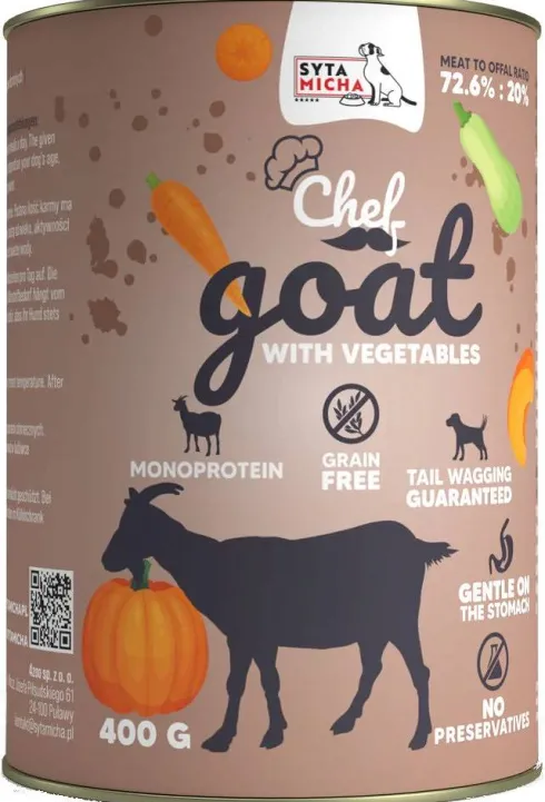 Syta Micha Chef Goat Mokra Karma dla psa op. 400g Pakiet 6szt.
