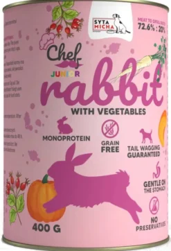 Syta Micha Chef Junior Rabbit Mokra Karma dla psa op. 400g Pakiet 6szt.