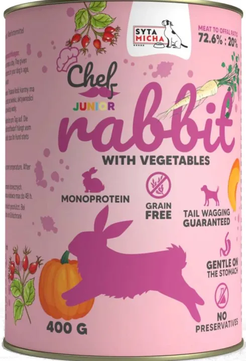 Syta Micha Chef Junior Rabbit Mokra Karma dla psa op. 400g Pakiet 6szt.