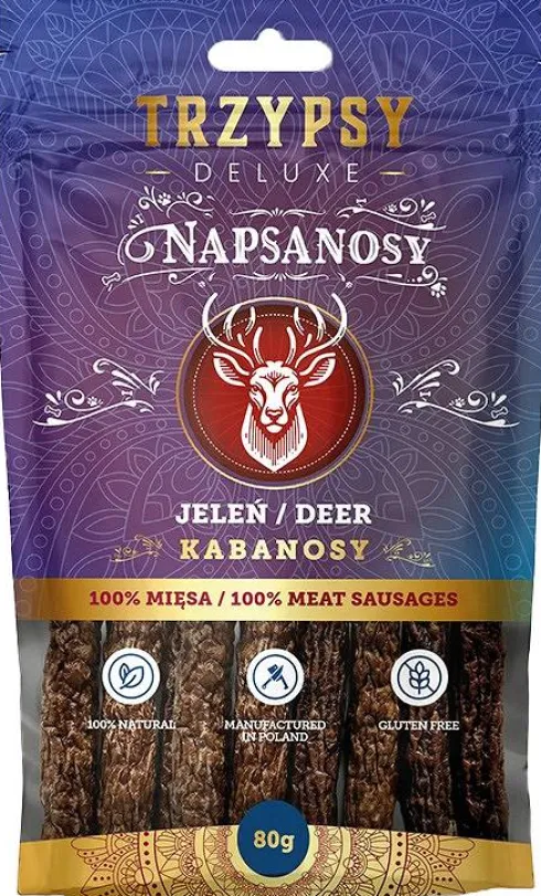 Trzypsy Deluxe NAPSANOSY z jeleniem Przysmaki dla psa op. 80g