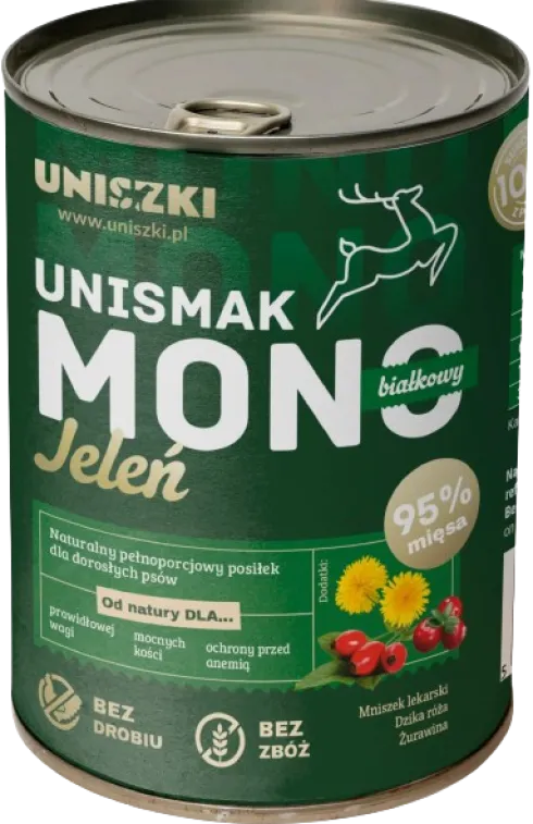 Uniszki Unismak Adult Mono Jeleń Mokra Karma dla psa op. 400g