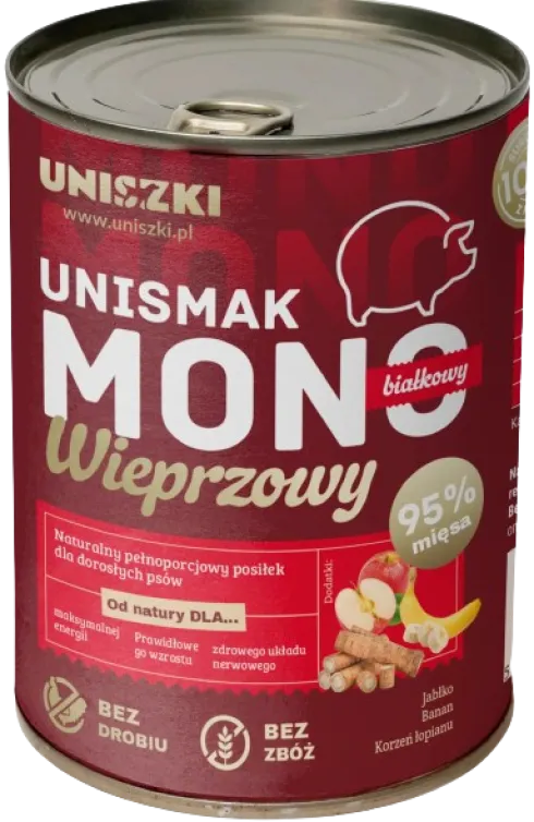 Uniszki Unismak Adult Mono Wieprzowina Mokra Karma dla psa op. 400g