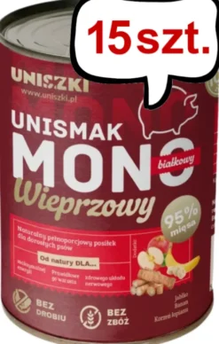 Uniszki Unismak Adult Mono Wieprzowina Mokra Karma dla psa op. 400g Pakiet 15szt.