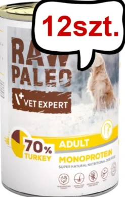 VetExpert Raw Paleo Pate Adult Indyk Mokra Karma dla psa op. 400g Pakiet 12szt. WYPRZEDAŻ