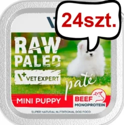 VetExpert Raw Paleo Pate Mini Puppy Wołowina Mokra Karma dla psa op. 150g Pakiet 24szt. WYPRZEDAŻ