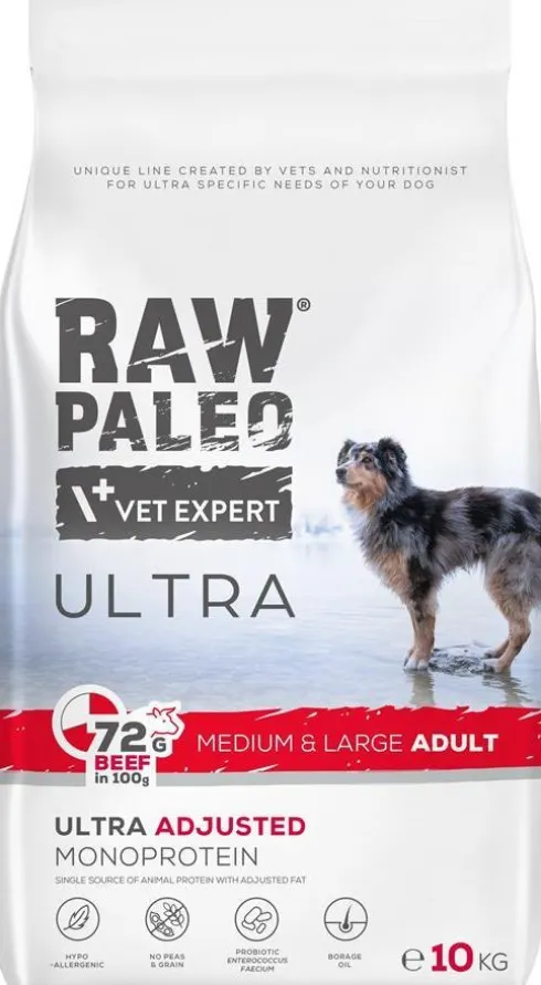 VetExpert Raw Paleo Ultra Adult Medium/Large Wołowina Sucha Karma dla psa op. 10kg WYPRZEDAŻ