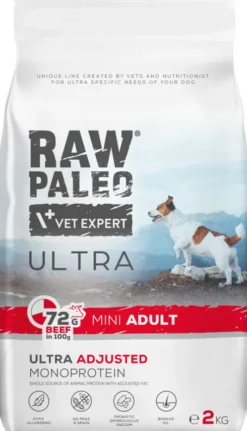 VetExpert Raw Paleo Ultra Adult Mini Wołowina Sucha Karma dla psa op. 2kg WYPRZEDAŻ