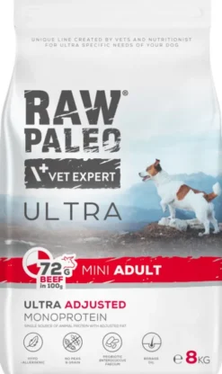 VetExpert Raw Paleo Ultra Adult Mini Wołowina Sucha Karma dla psa op. 8kg WYPRZEDAŻ