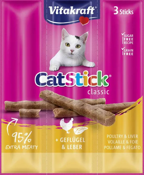 Vitakraft Kabanosy Cat Stick Mini drób i wątróbką dla kota op. 3szt.