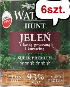 Wataha Hunt Adult Jeleń z kaszą gryczaną i żurawiną Mokra Karma dla psa op. 800g Pakiet 6szt.