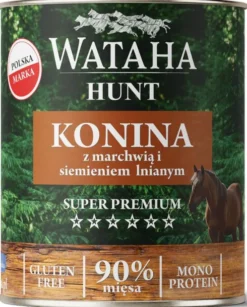Wataha Hunt Adult Konina z marchewką i siemieniem lnianym Mokra Karma dla psa op. 800g Pakiet 6szt.
