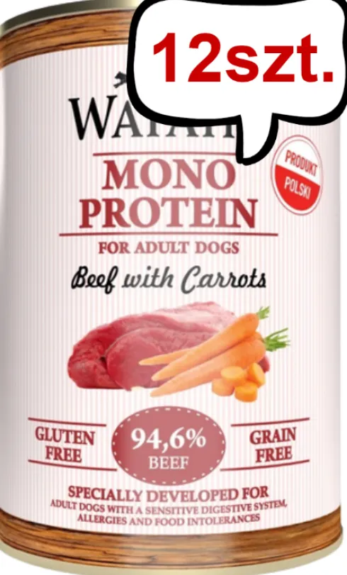 Wataha Mono Adult Beef&Carrots Mokra Karma dla psa op. 400g Pakiet 12szt.