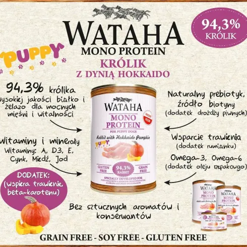 Wataha Mono Puppy Rabbit&Hokkaido Pumpkin Mokra Karma dla szczeniaka op. 400g