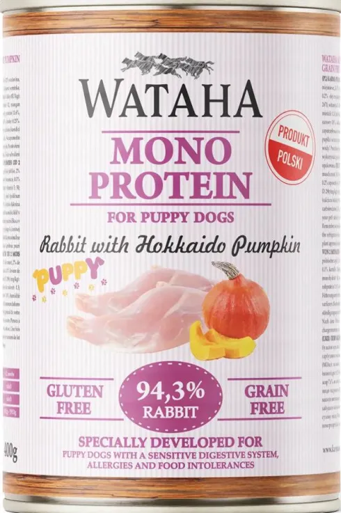 Wataha Mono Puppy Rabbit&Hokkaido Pumpkin Mokra Karma dla szczeniaka op. 400g Pakiet 12szt.