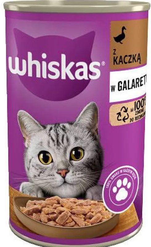 Whiskas Adult Kaczka w galaretce Mokra Karma dla kota op. 400g Pakiet 12szt.