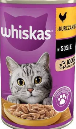 Whiskas Adult Kurczak w sosie Mokra Karma dla kota op. 400g Pakiet 12szt.