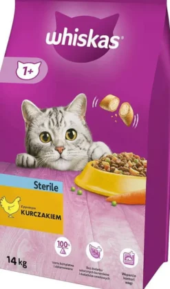 Whiskas Adult Sterile z Kurczakiem Sucha Karma dla kota op. 14kg