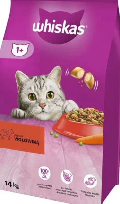 Whiskas Adult z Wołowiną Sucha Karma dla kota op. 14kg