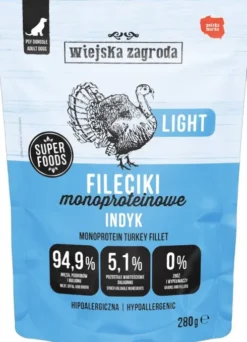 Wiejska Zagroda Adult Fileciki Monoproteinowe LIGHT Indyk Mokra Karma dla psa op. 280g