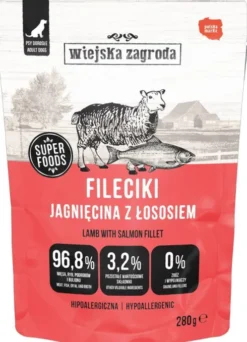 Wiejska Zagroda Adult Fileciki Jagnięcina z łososiem Mokra Karma dla psa op. 280g