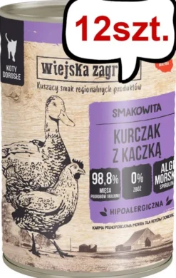 Wiejska Zagroda Adult Kurczak z kaczką karma mokra op. 400g Pakiet 12szt.