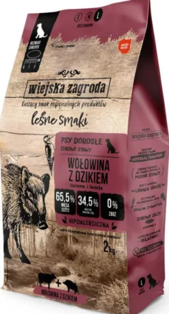 Wiejska Zagroda Adult Large Leśne Smaki Wołowina z dzikiem Sucha Karma dla psa op. 2kg