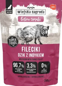 Wiejska Zagroda Adult Leśne Smaki Fileciki Dzik z indykiem Mokra Karma dla psa op. 280g