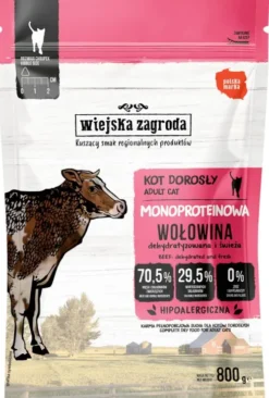 Wiejska Zagroda Adult Monoprotein Wołowina Sucha Karma dla kota op. 800g