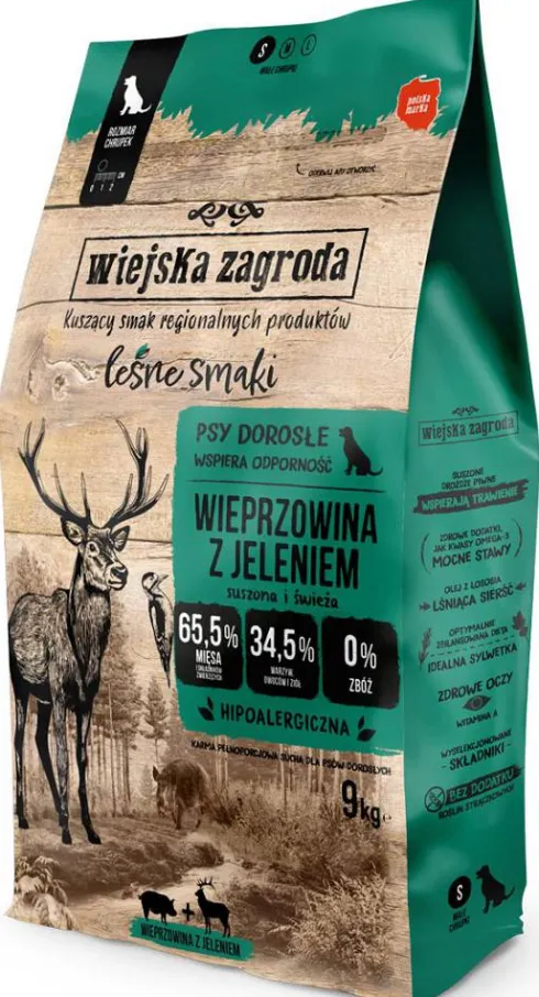 Wiejska Zagroda Adult Small Leśne Smaki Wieprzowina z jeleniem Sucha Karma dla psa op. 9kg