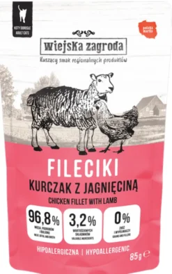 Wiejska Zagroda Fileciki Kurczak z jagnięciną Mokra Karma dla kota op. 85g
