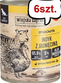 Wiejska Zagroda Indyk z jagnięciną Mokra Karma dla psa op. 800g Pakiet 6szt.