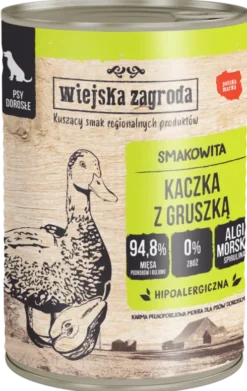Wiejska Zagroda Kaczka z gruszką Mokra Karma dla psa op. 400g Pakiet 12szt.