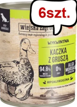 Wiejska Zagroda Kaczka z gruszką Mokra Karma dla psa op. 800g Pakiet 6szt.