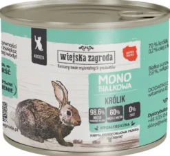 Wiejska Zagroda Kitten Monobiałkowa Królik Mokra Karma dla kociąt op. 200g Pakiet 12szt.