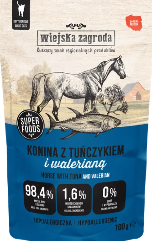 Wiejska Zagroda Konina z tuńczykiem i walerianą Mokra Karma dla kota op. 100g