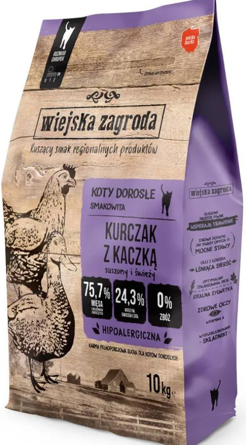 Wiejska Zagroda Kurczak z kaczką Sucha Karma dla kota op. 10kg